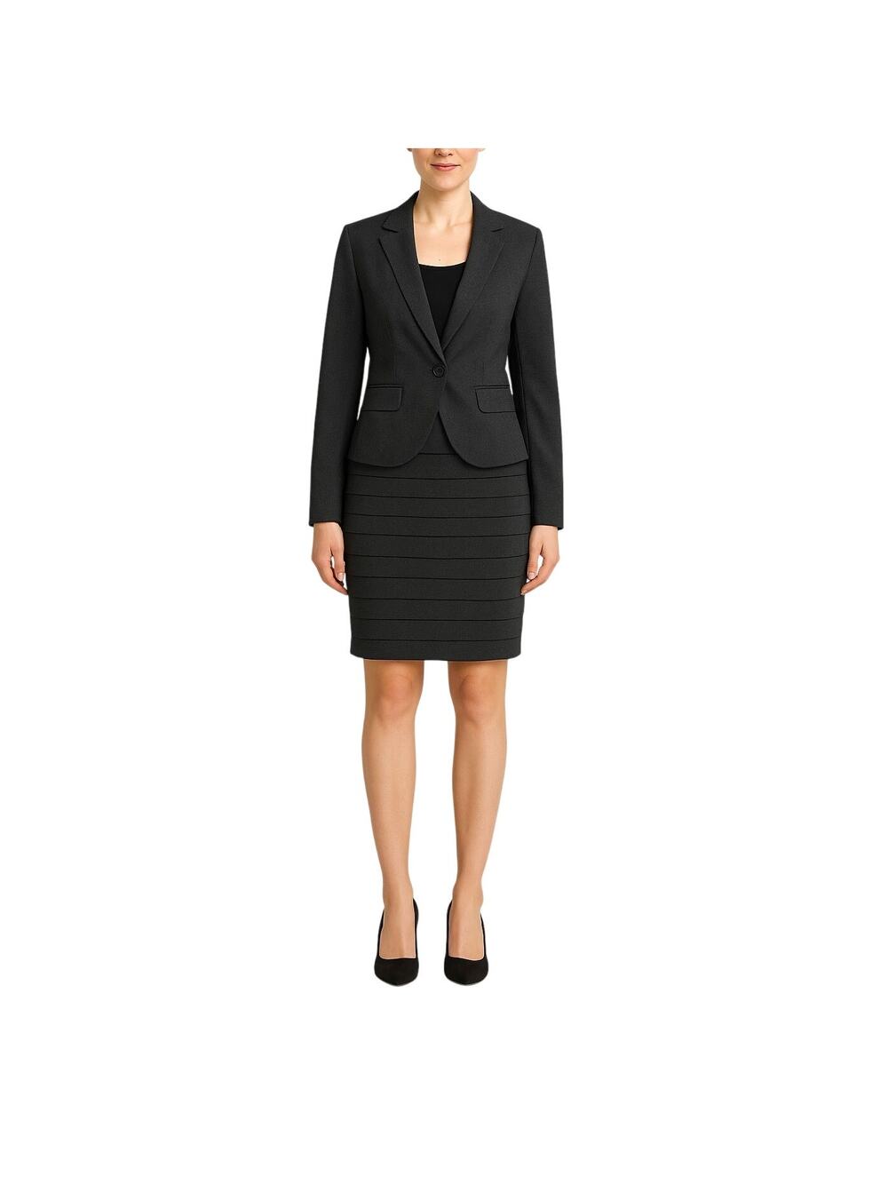 BCX Charcoal Gray Skirt Suit Formal Women's Skirt Suit Set Blazer Skirt Medium